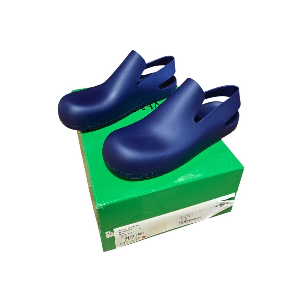 Bottega Veneta Puddle Slingback Loafers Matt Rubber Unicorn Blue With Box